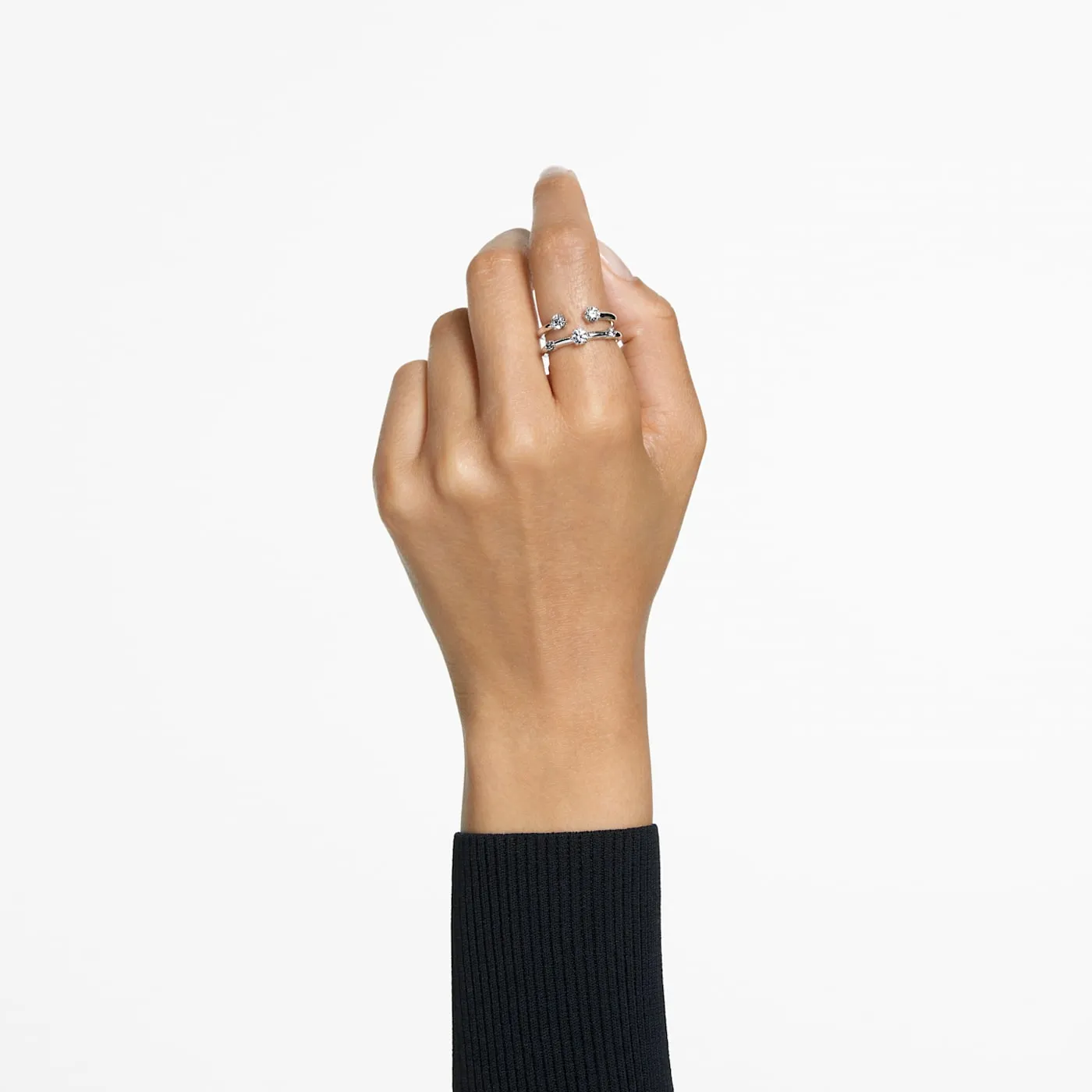 Constella ring Set (2), Round cut, White, Rhodium plated
