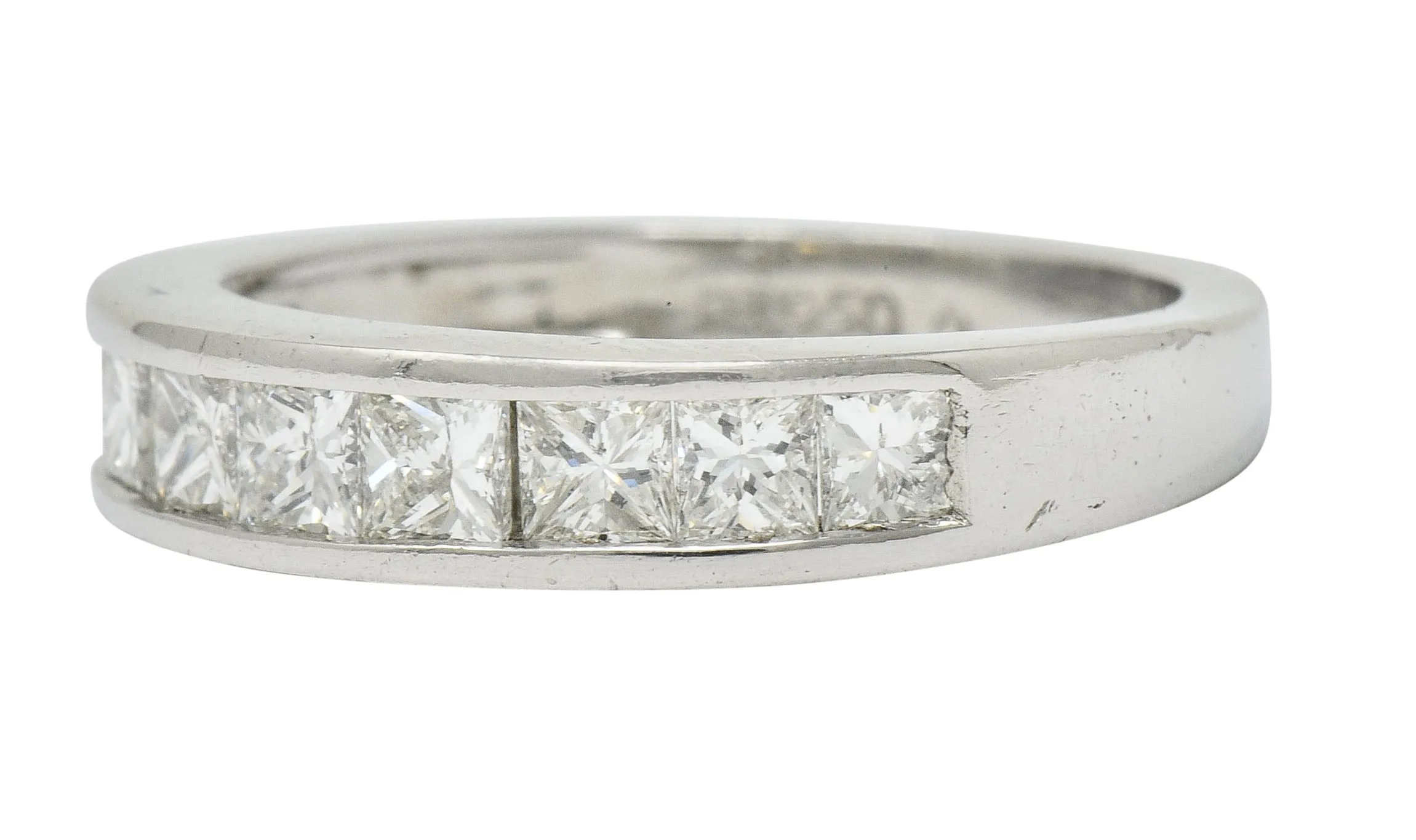 Contemporary 1.00 CTW Princess Cut Diamond Platinum Channel Band Ring