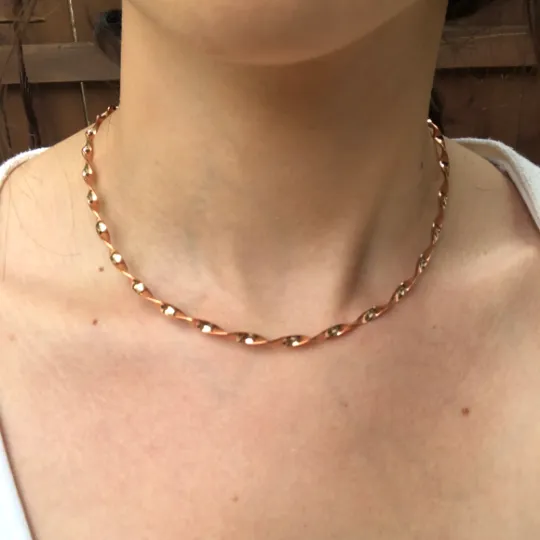 Copper Stiff Twist Flat Collar Open Neck Wire Necklace