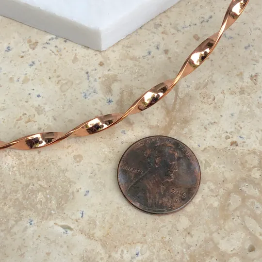 Copper Stiff Twist Flat Collar Open Neck Wire Necklace