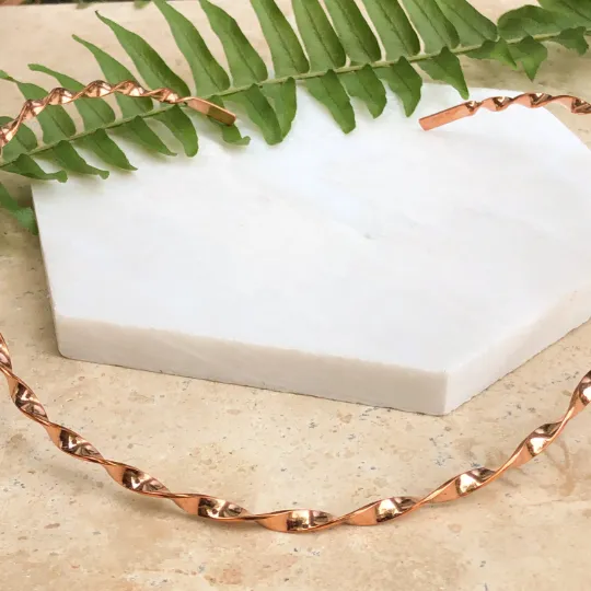 Copper Stiff Twist Flat Collar Open Neck Wire Necklace