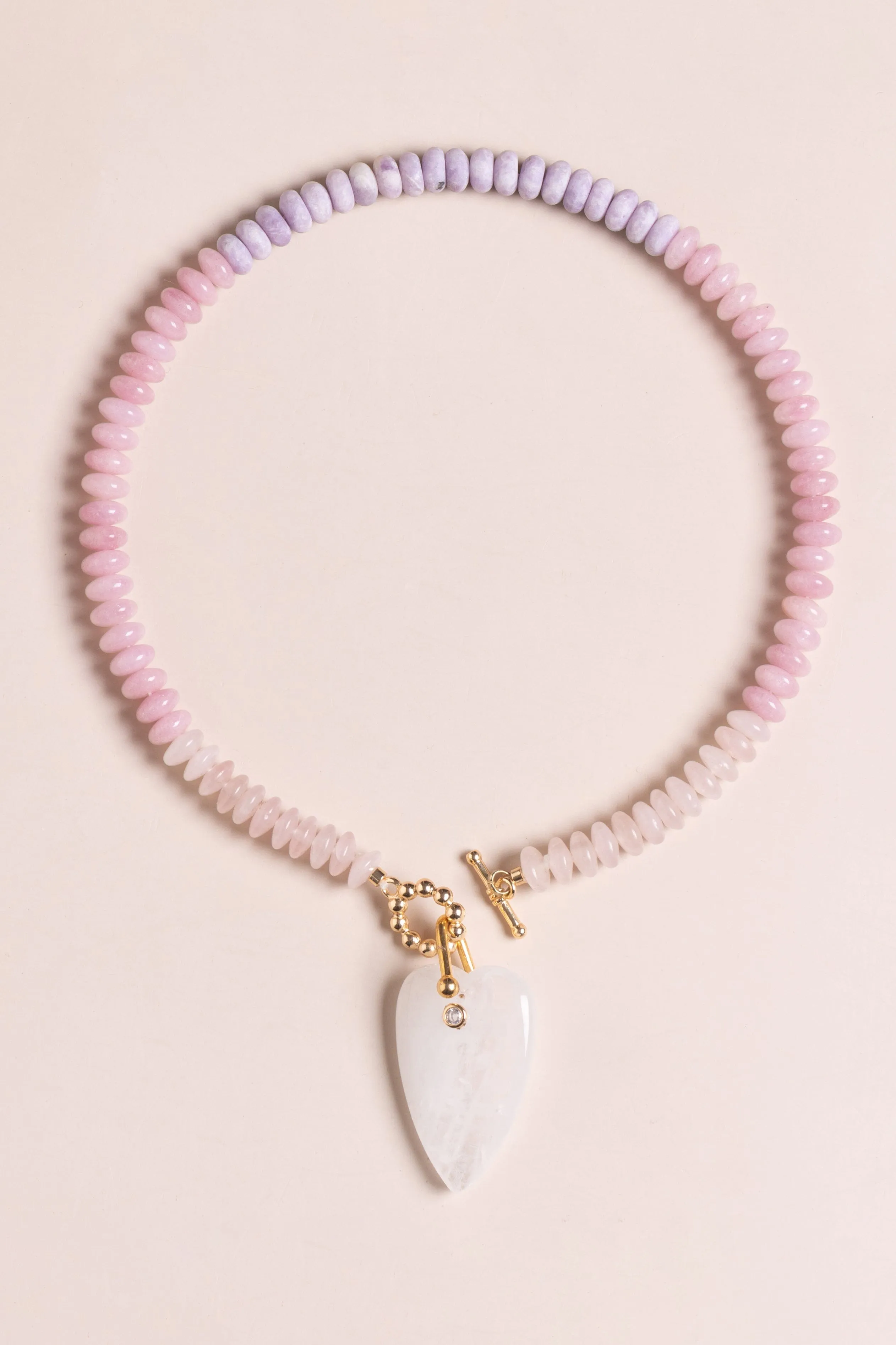 Cotton Candy Heart Beaded Necklace