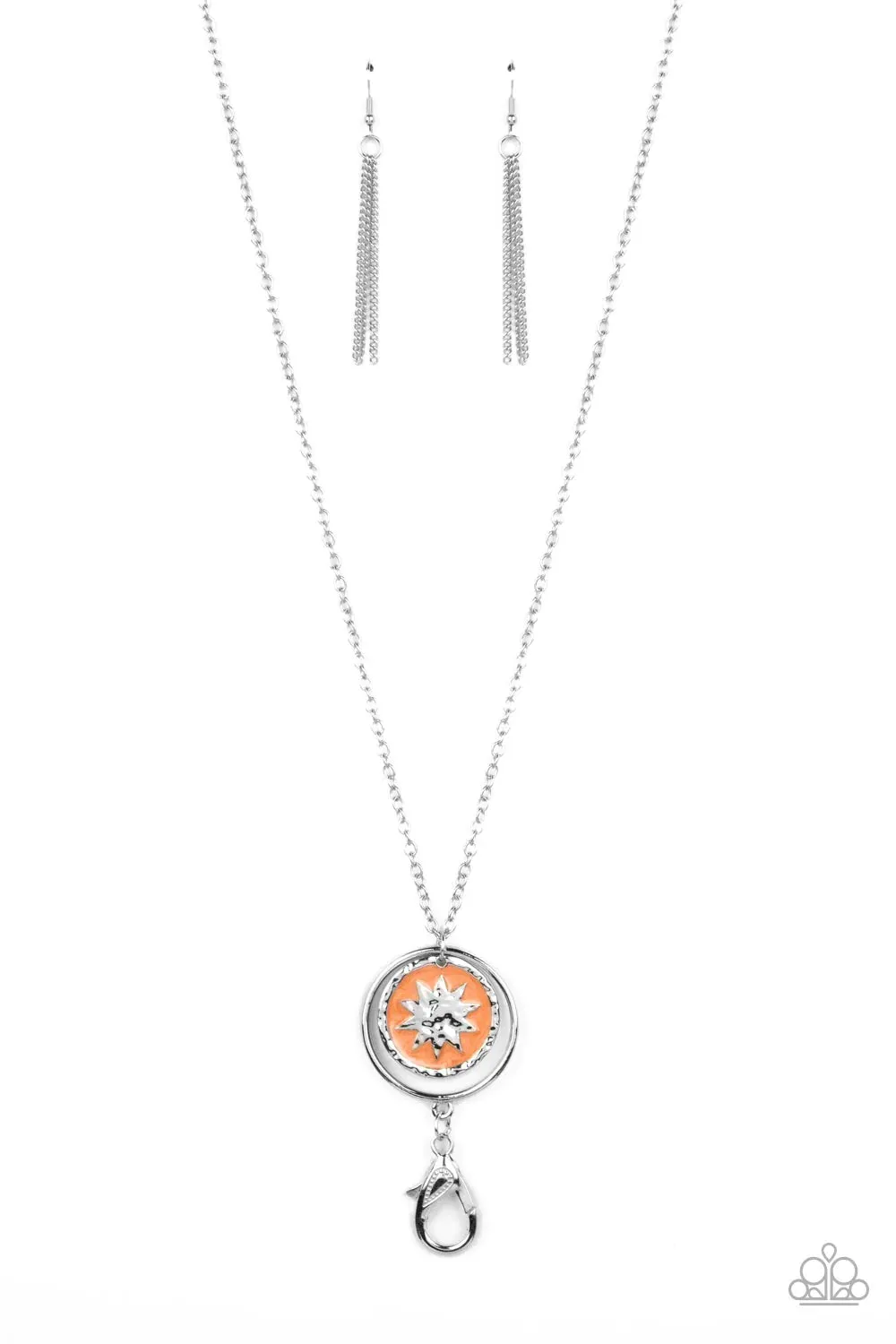Cretian Crest - Orange Lanyard - Paparazzi Accessories