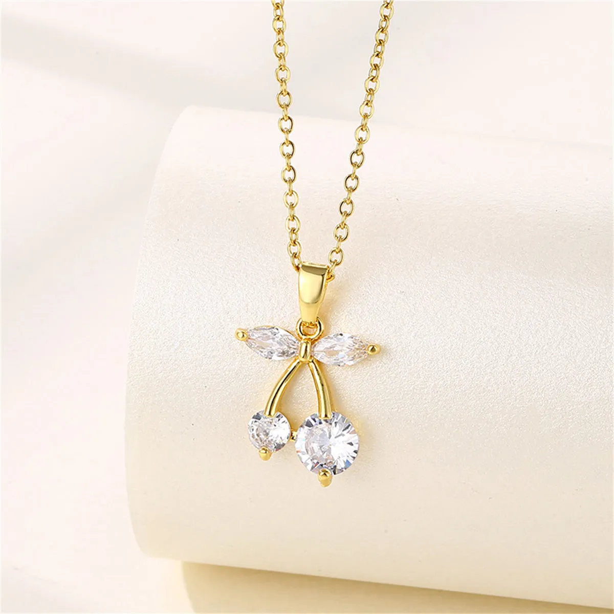 Crystal & 18K Gold-Plated Cherry Pendant Necklace