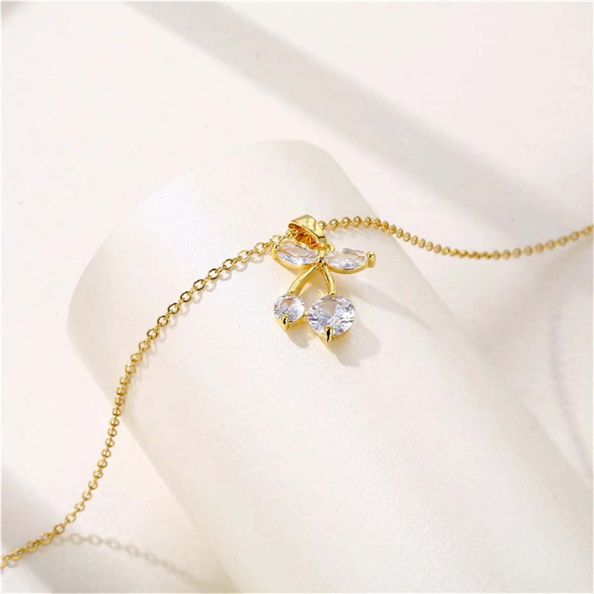 Crystal & 18K Gold-Plated Cherry Pendant Necklace
