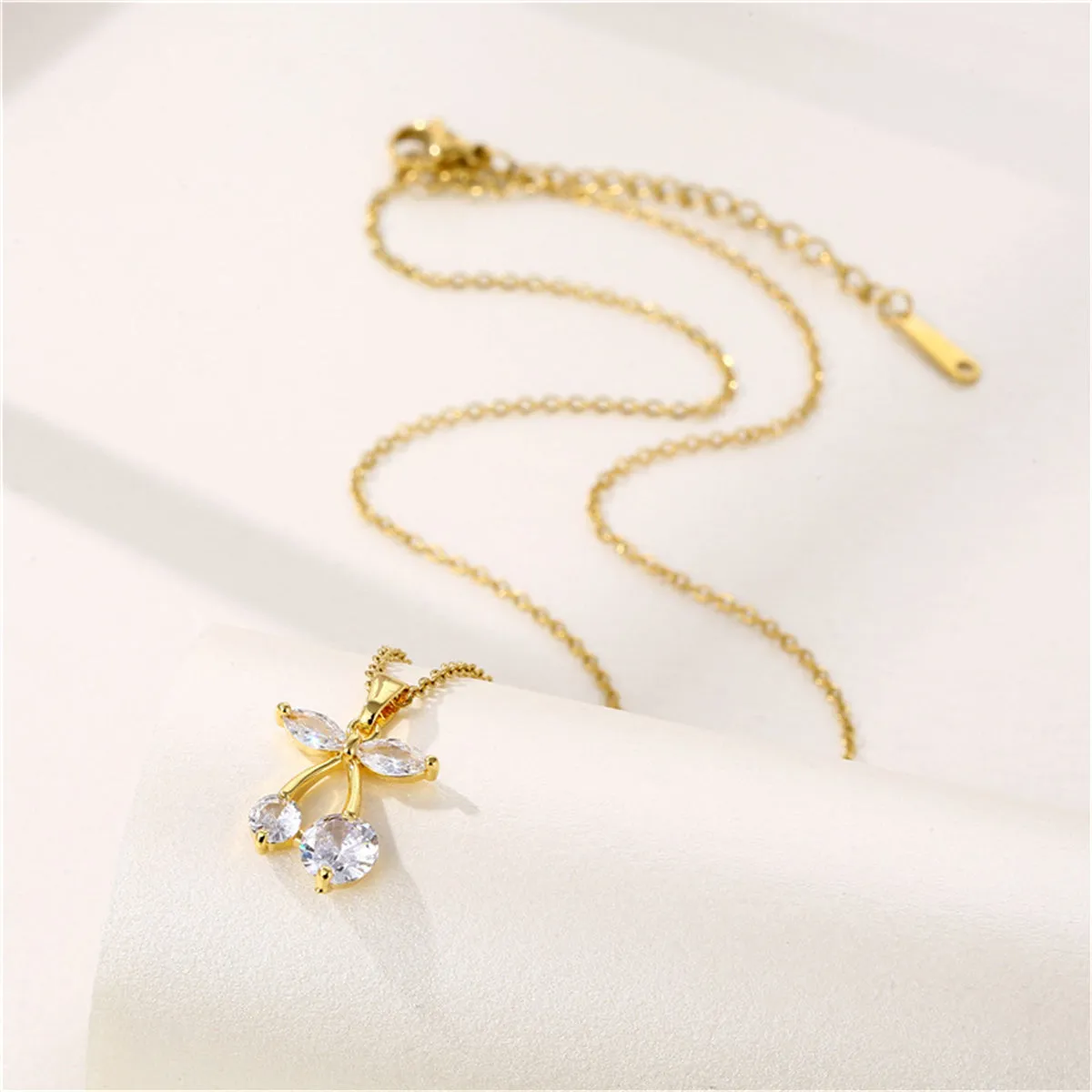 Crystal & 18K Gold-Plated Cherry Pendant Necklace
