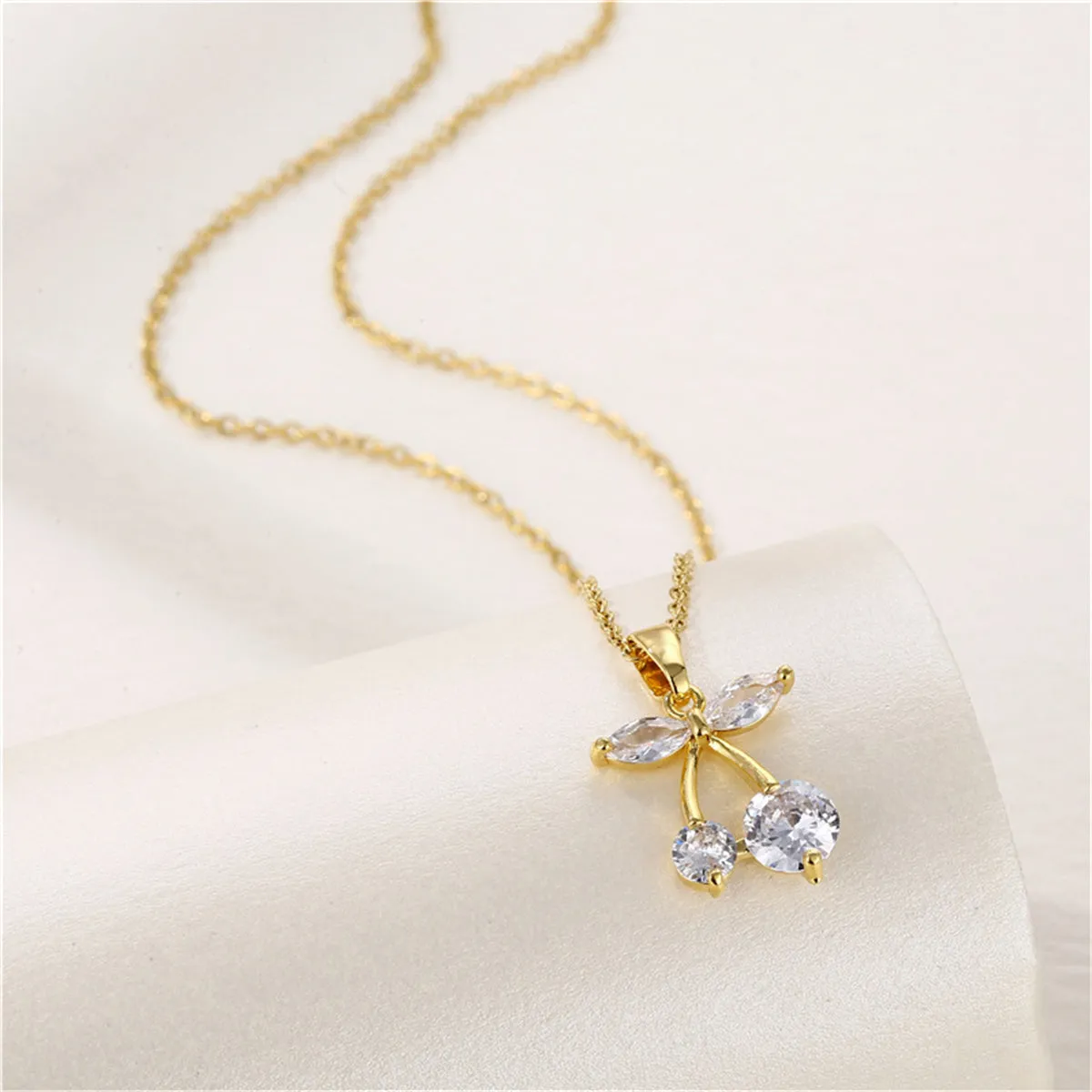 Crystal & 18K Gold-Plated Cherry Pendant Necklace
