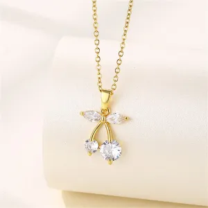 Crystal & 18K Gold-Plated Cherry Pendant Necklace