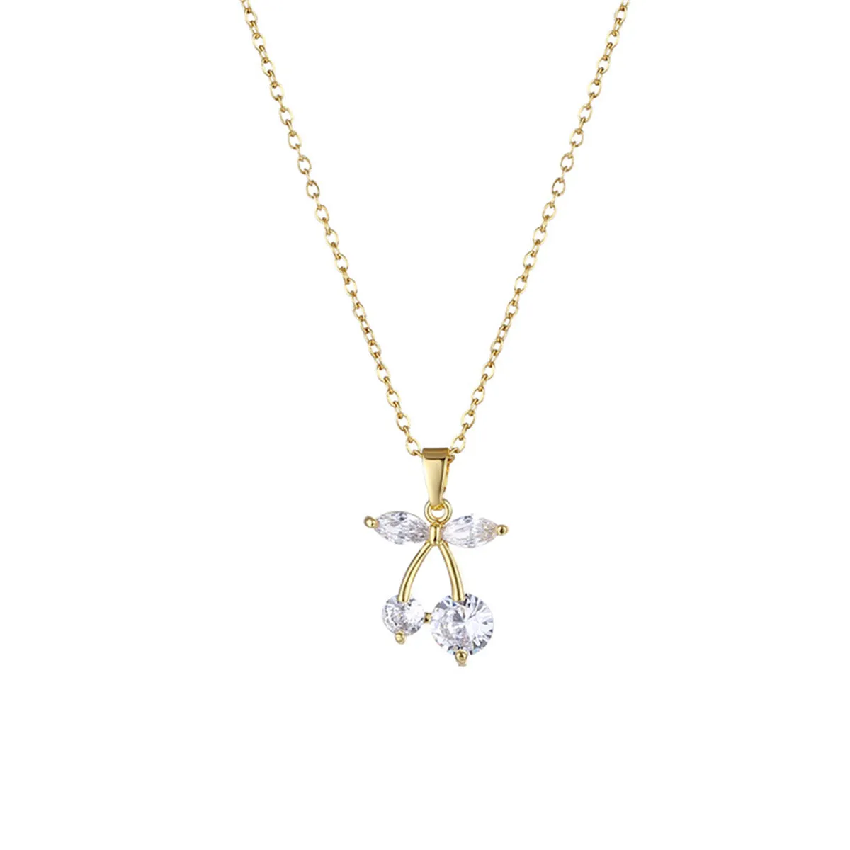 Crystal & 18K Gold-Plated Cherry Pendant Necklace