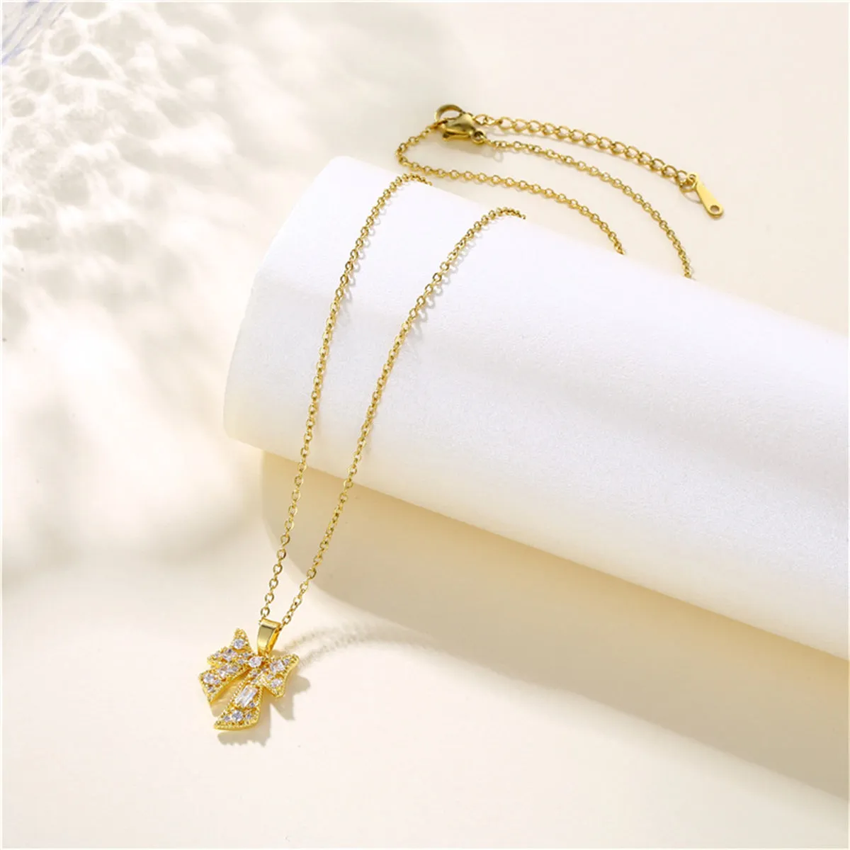 Crystal & Cubic Zirconia 18K Gold-Plated Bow Pendant Necklace