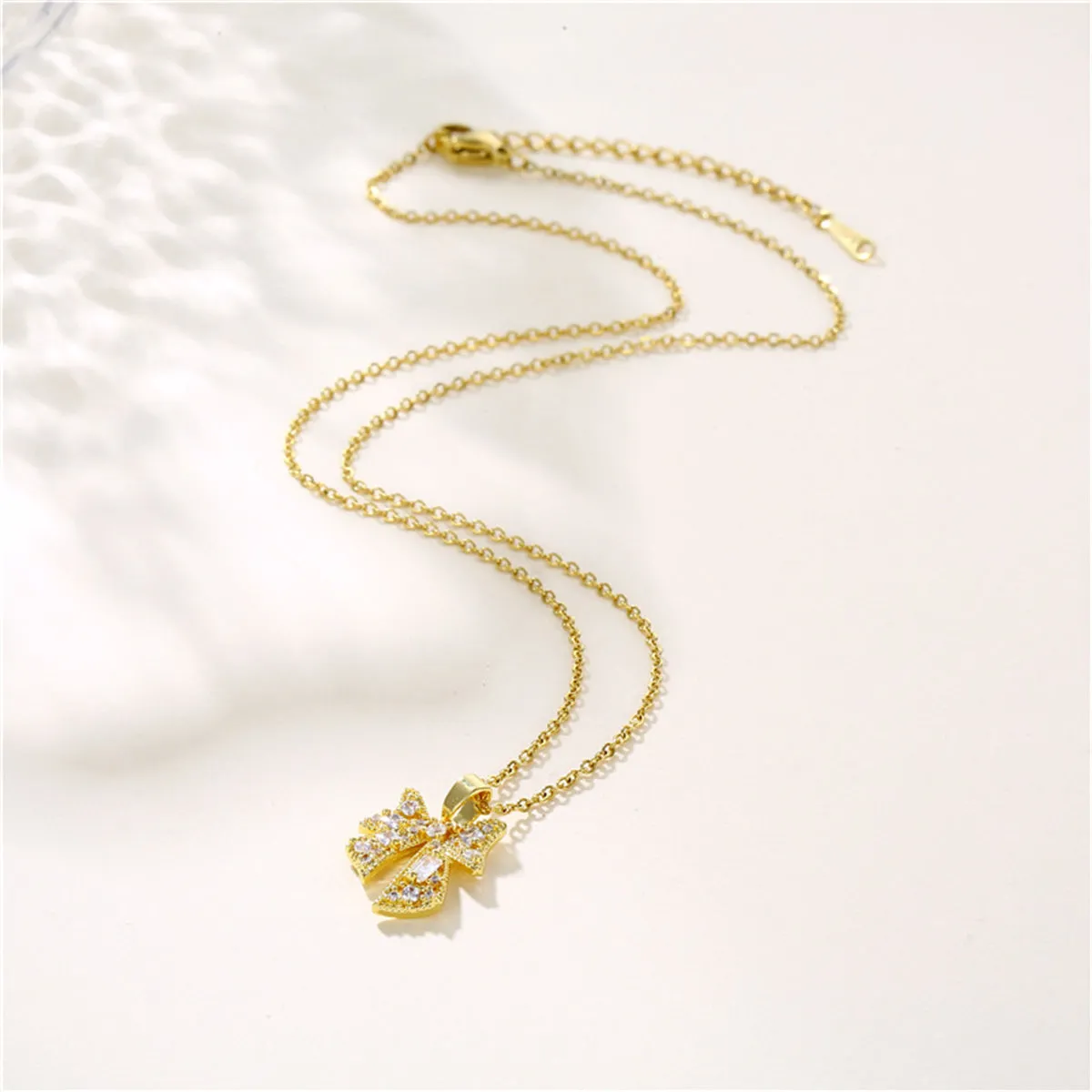 Crystal & Cubic Zirconia 18K Gold-Plated Bow Pendant Necklace