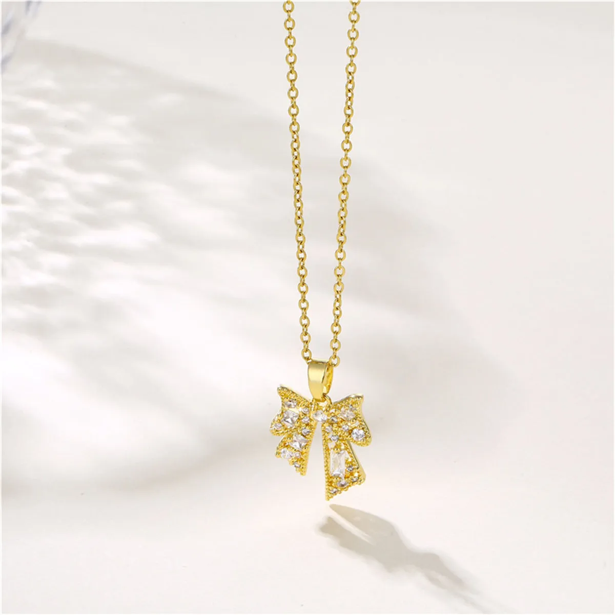 Crystal & Cubic Zirconia 18K Gold-Plated Bow Pendant Necklace