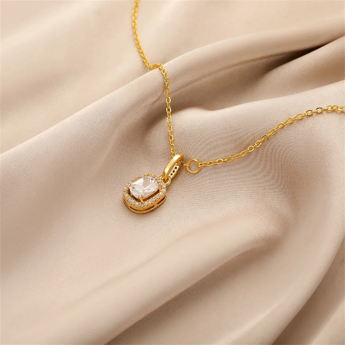 Crystal & Cubic Zirconia Halo Pendant Necklace
