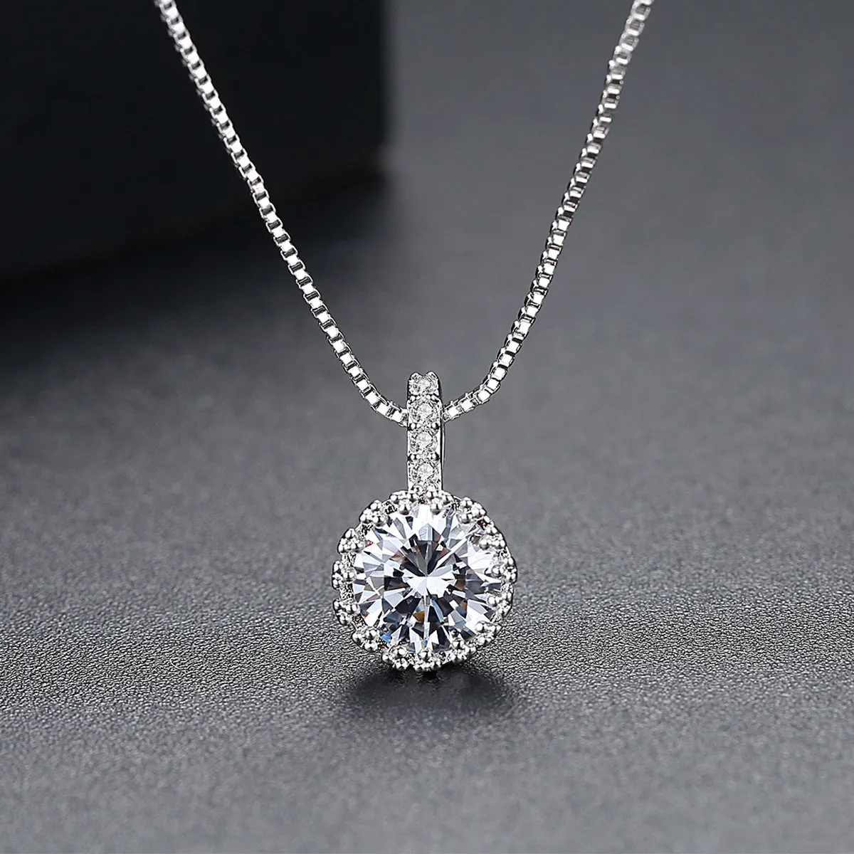 Crystal & Cubic Zirconia Round Pendant Necklace