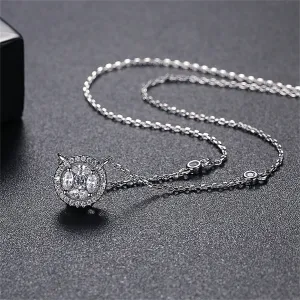 Crystal & Cubic Zirconia Silver-Plated Round Pendant Necklace