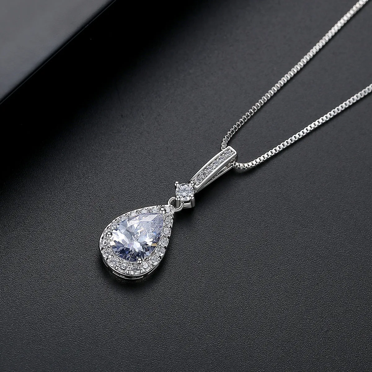 Crystal & Cubic Zirconia Teardrop Pendant Necklace
