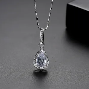 Crystal & Cubic Zirconia Teardrop Pendant Necklace