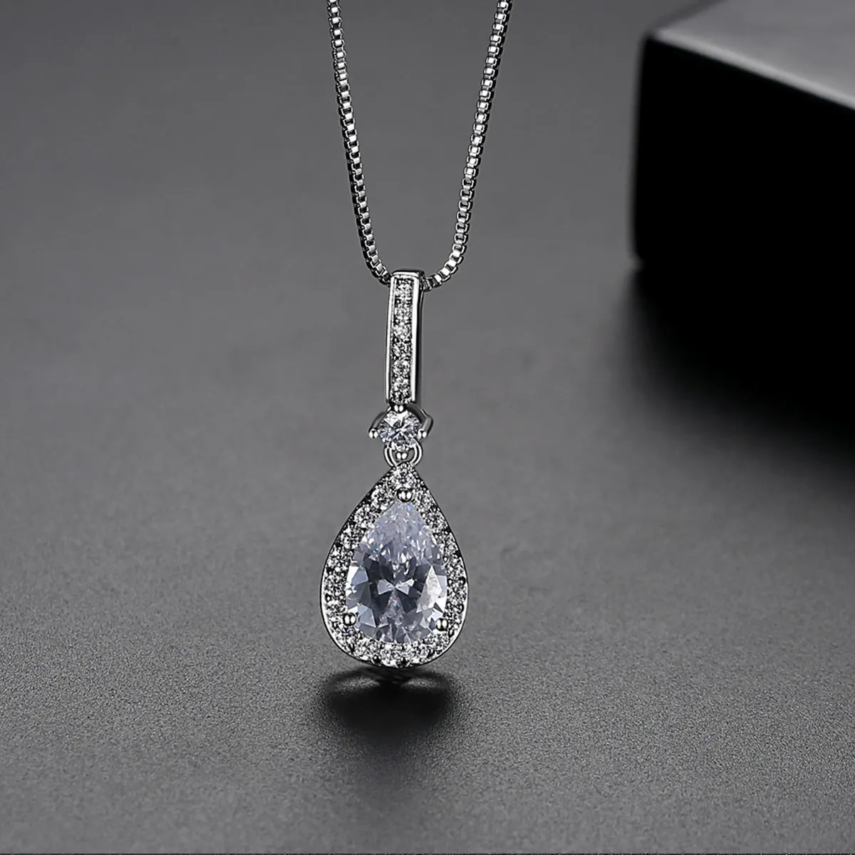 Crystal & Cubic Zirconia Teardrop Pendant Necklace