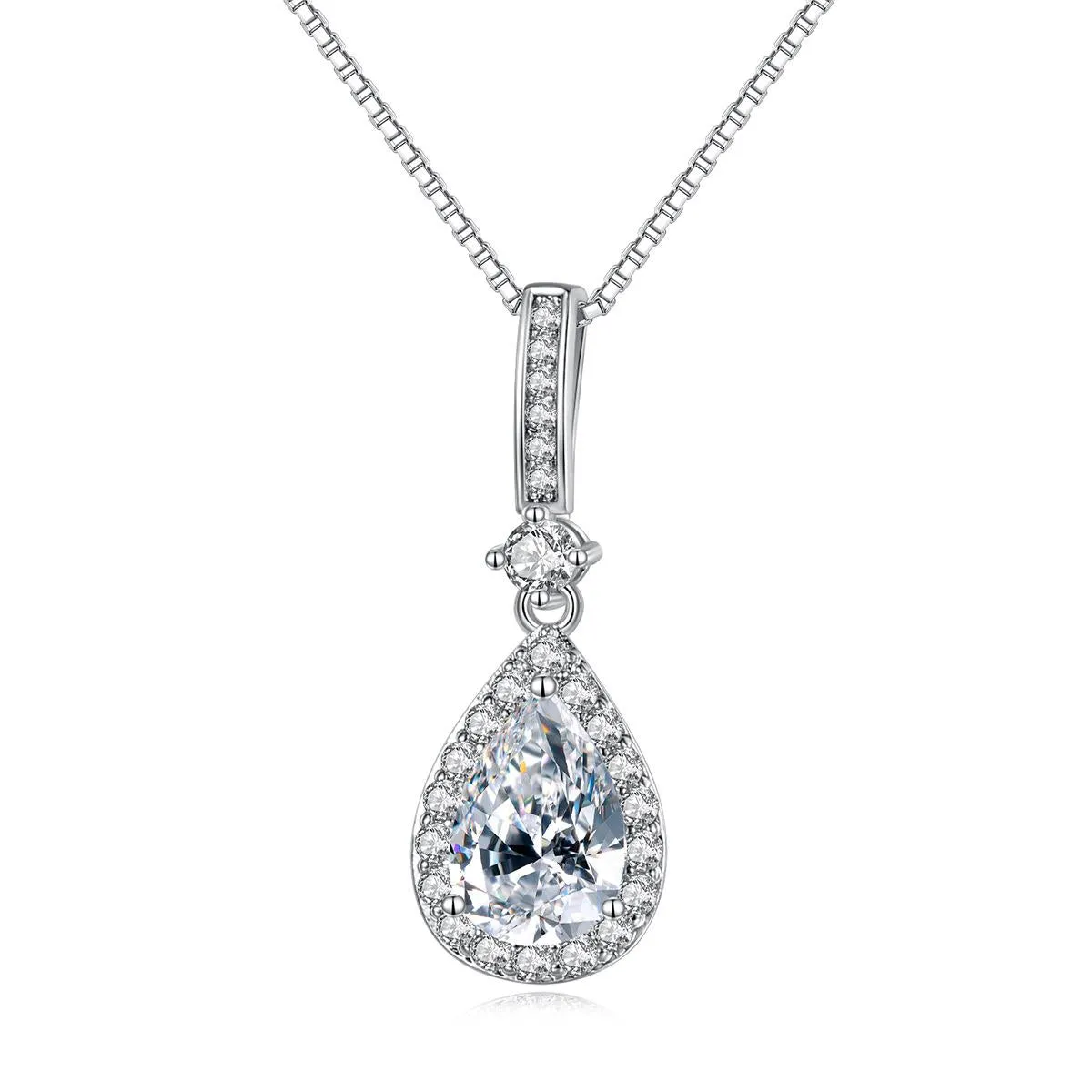 Crystal & Cubic Zirconia Teardrop Pendant Necklace