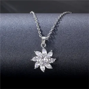 Crystal & Silver-Plated Flower Pendant Necklace