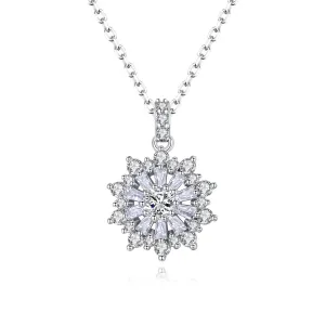Crystal & Silver-Plated Flower Pendant Necklace