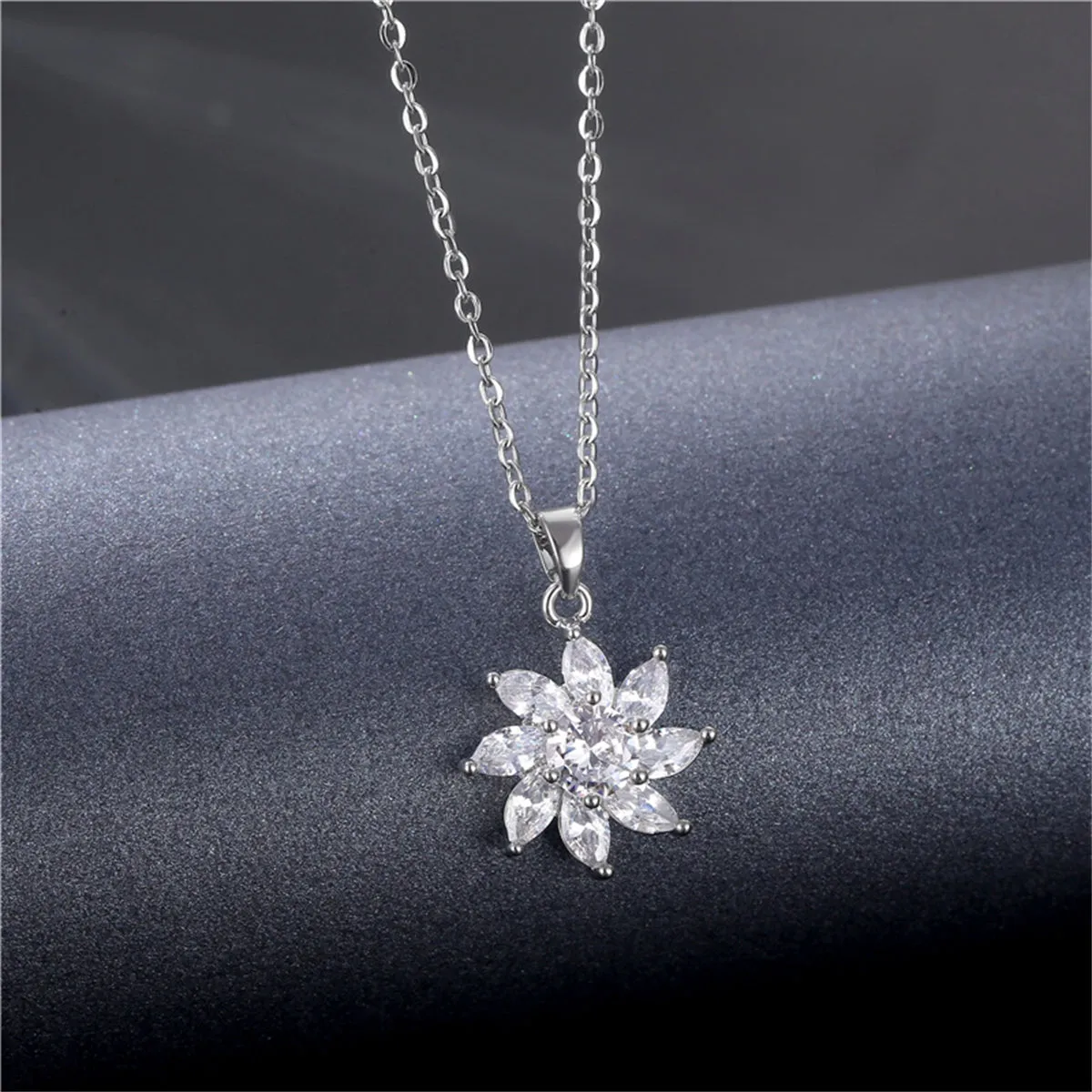 Crystal & Silver-Plated Flower Pendant Necklace