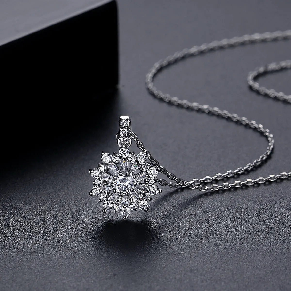 Crystal & Silver-Plated Flower Pendant Necklace
