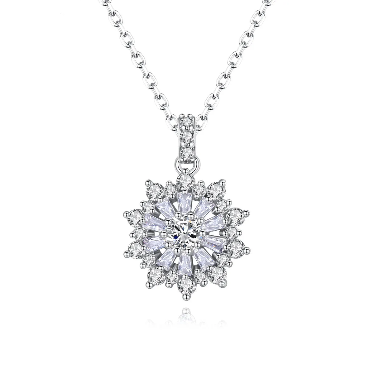 Crystal & Silver-Plated Flower Pendant Necklace