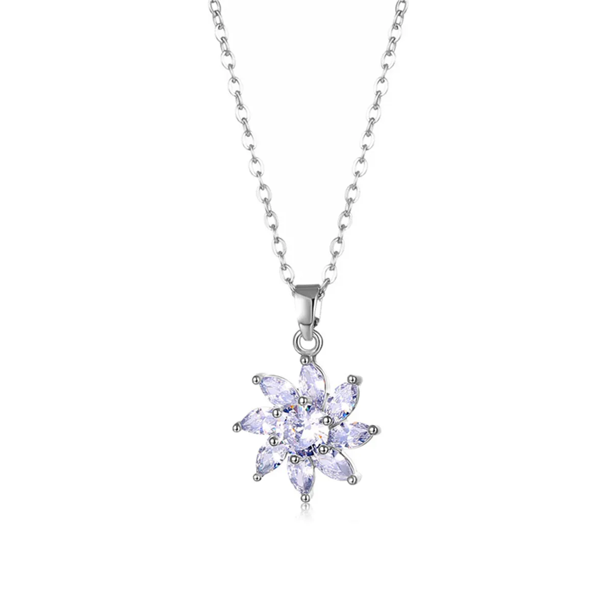 Crystal & Silver-Plated Flower Pendant Necklace