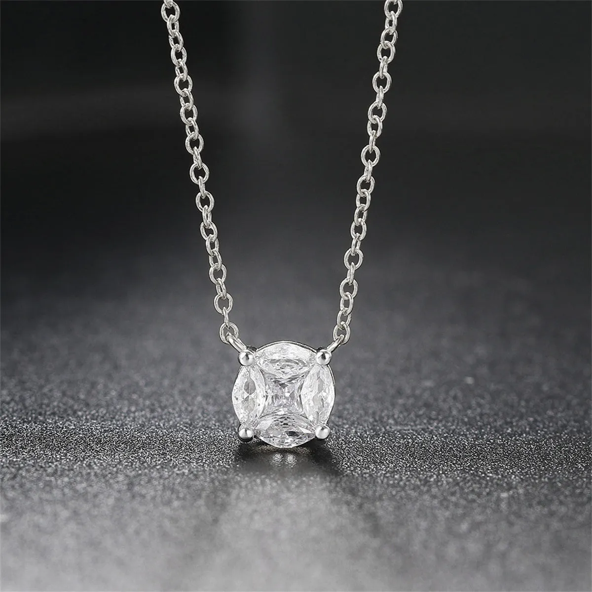 Crystal & Silver-Plated Round Pendant Necklace