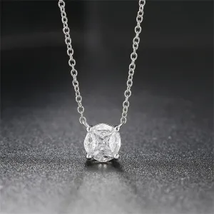 Crystal & Silver-Plated Round Pendant Necklace