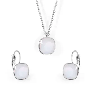 Crystal & Silver-Plated Square Huggie Earring Set