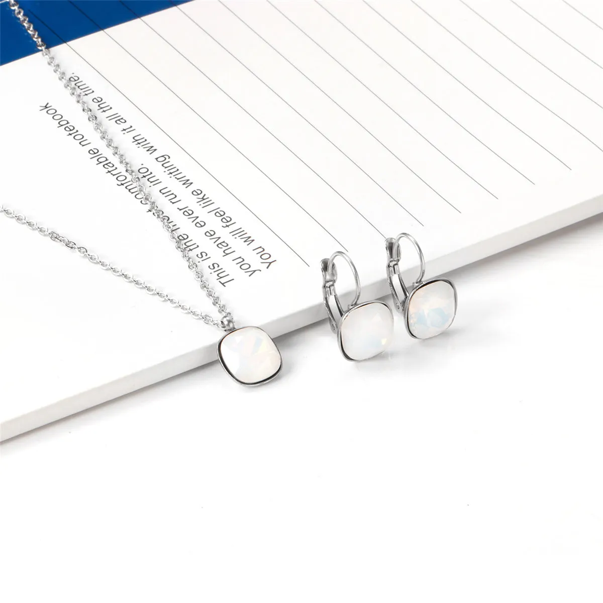 Crystal & Silver-Plated Square Huggie Earring Set
