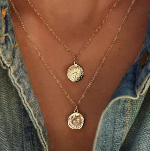 Crystal Moon and Star Pendant Necklace