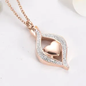 Crystal Teardrop with Heart Cremation Necklace