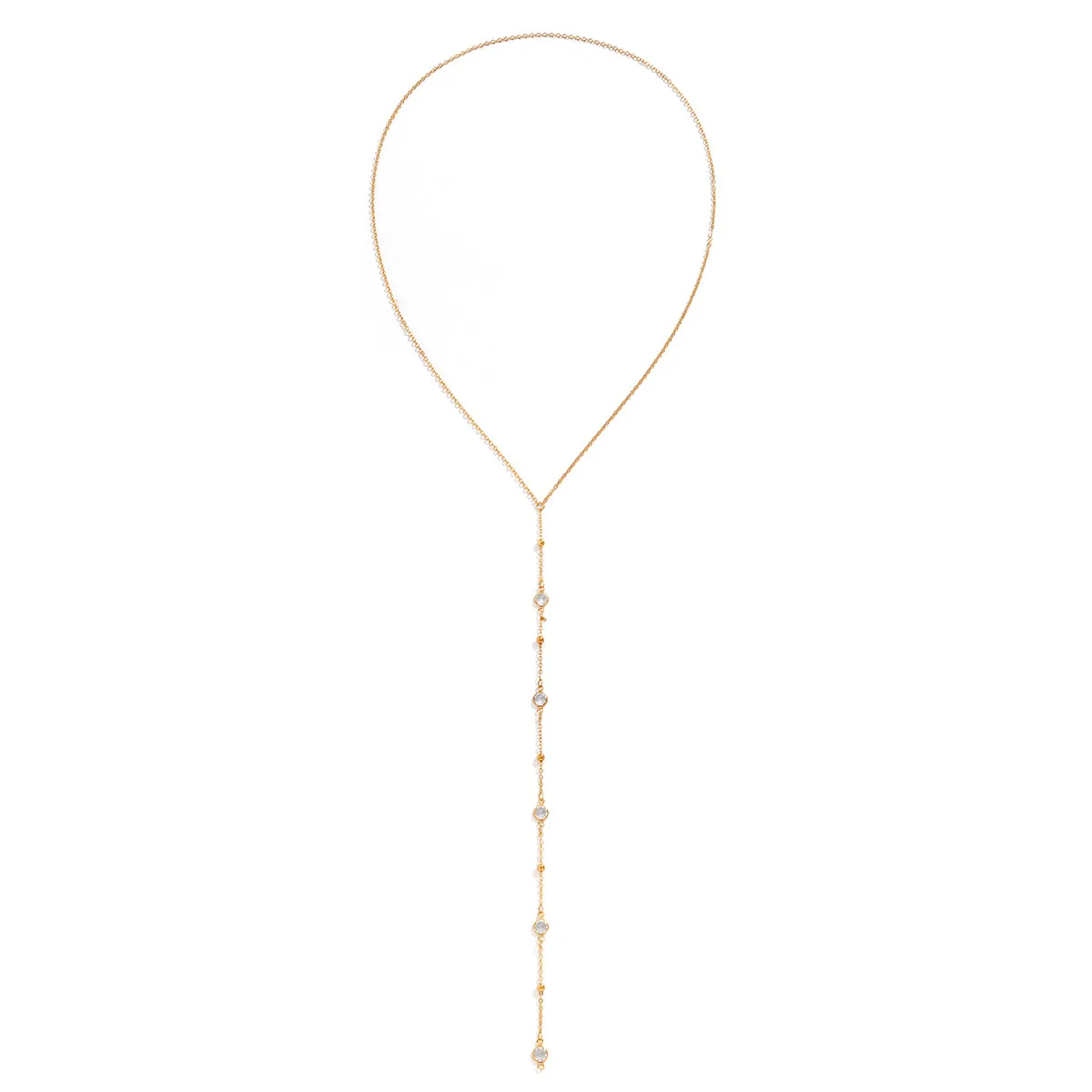 Cubic Zirconia & 18K Gold-Plated Lariat Necklace