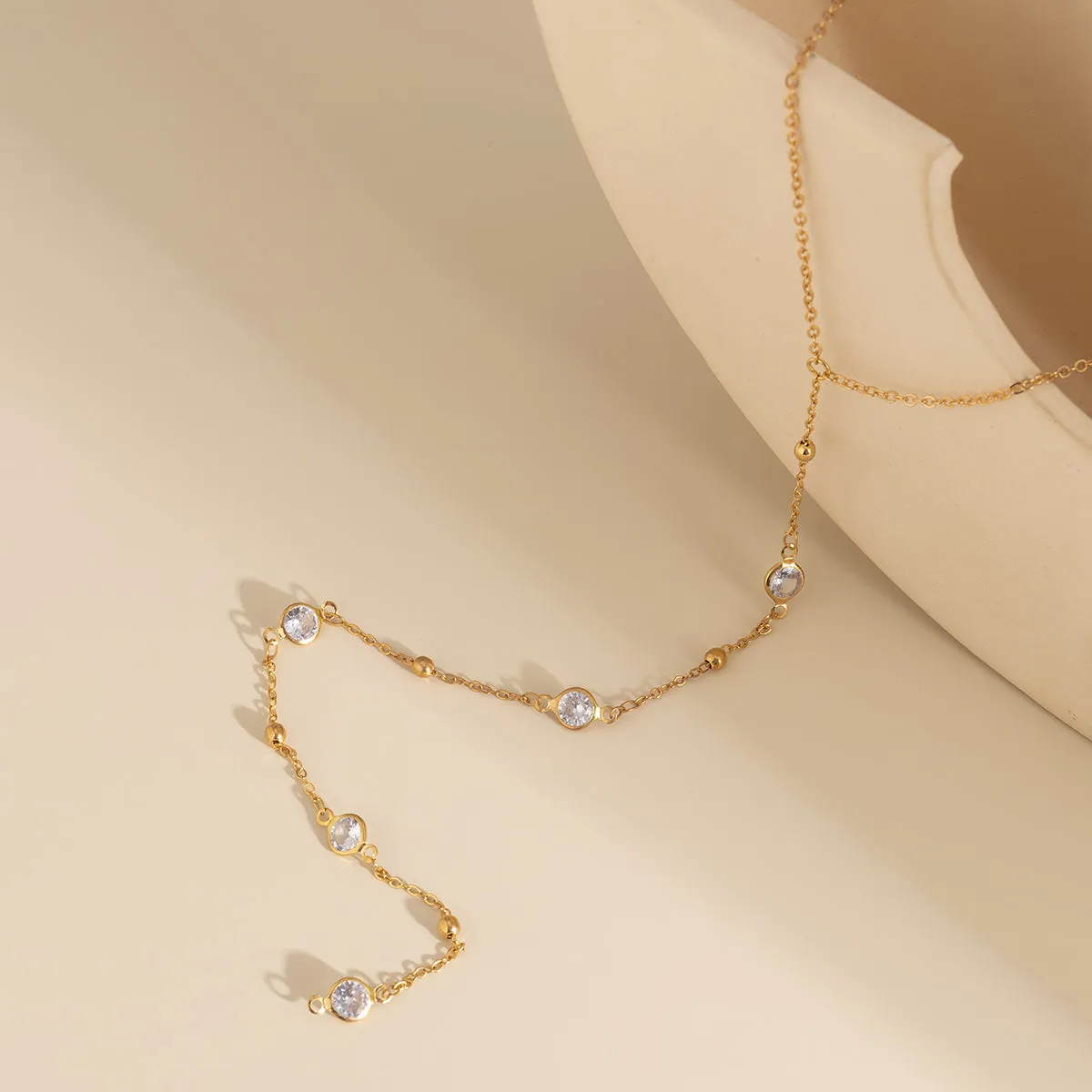Cubic Zirconia & 18K Gold-Plated Lariat Necklace