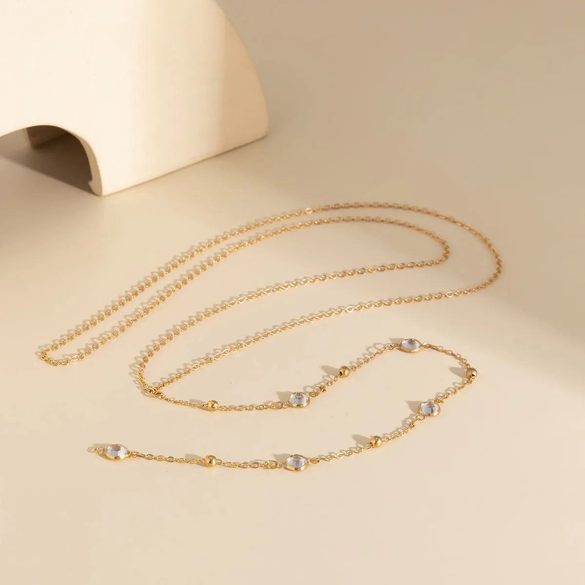Cubic Zirconia & 18K Gold-Plated Lariat Necklace