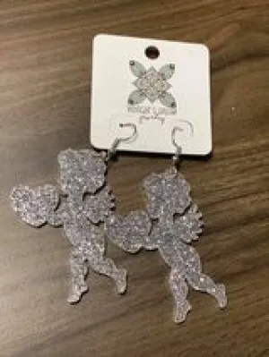 Cupid Earrings || Silver Glitter