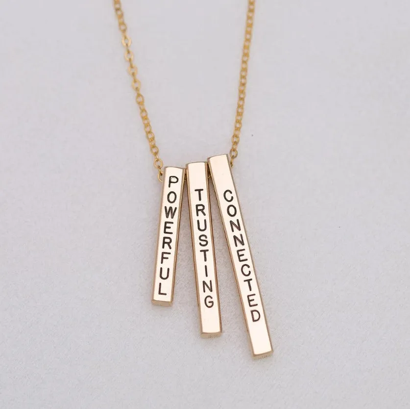 Custom Name 4-Sided Bar Necklace, 1.25" Bar