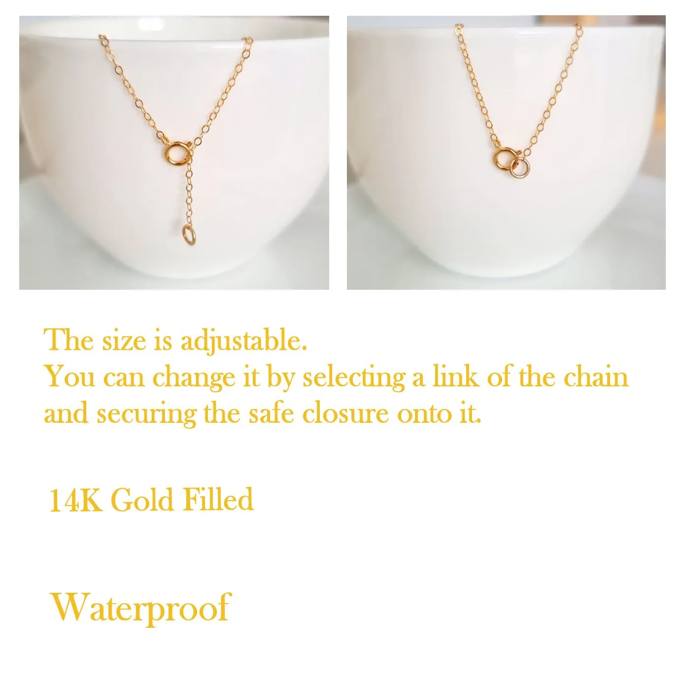 Custom Type 1 Diabetes Medical Alert ID necklace for Women - 14K Gold Filled