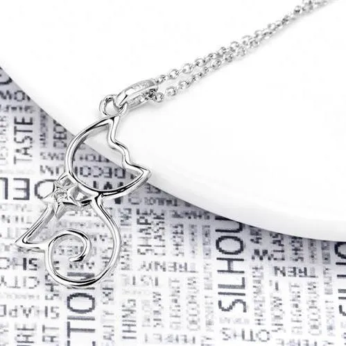 Cutie Cat Shining Star Cat Pendant Necklace