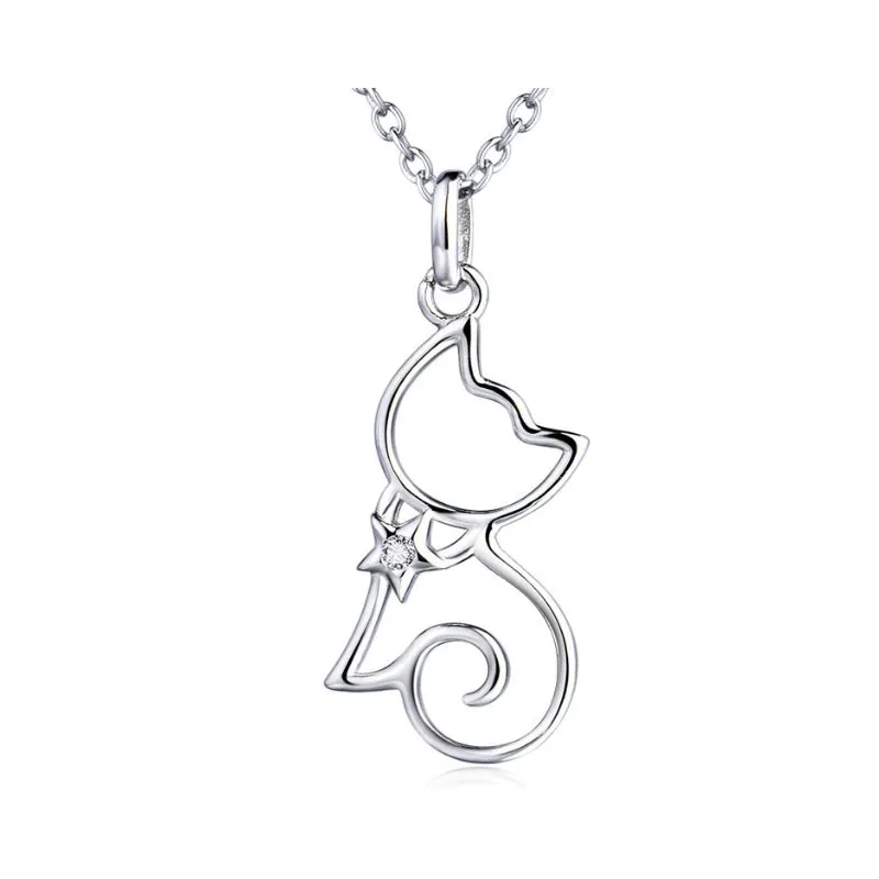 Cutie Cat Shining Star Cat Pendant Necklace