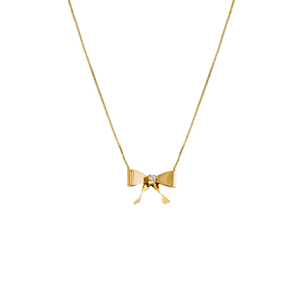 CZ Bow Tie Pendant Necklace