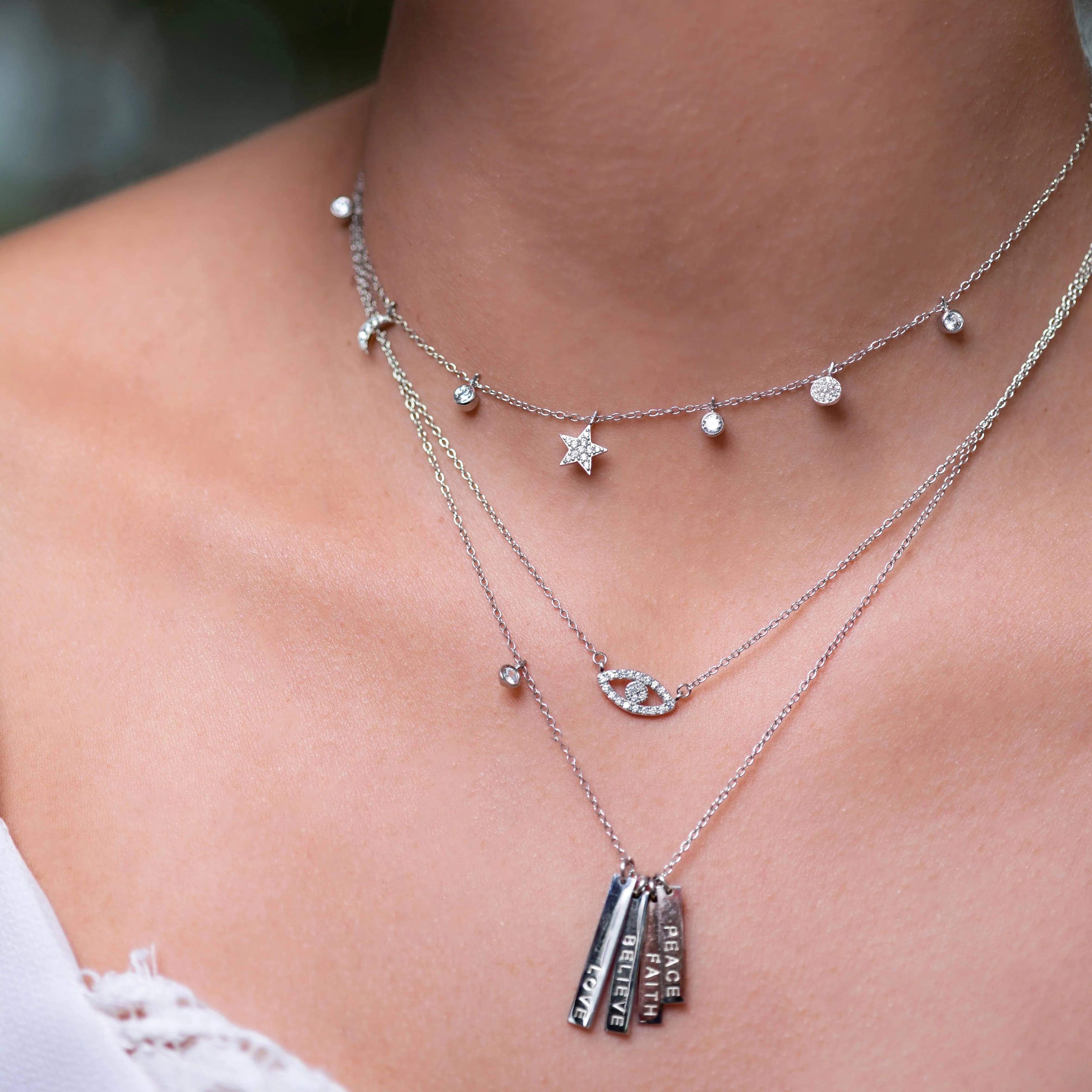 CZ Evil Eye Necklace - Gold or Silver