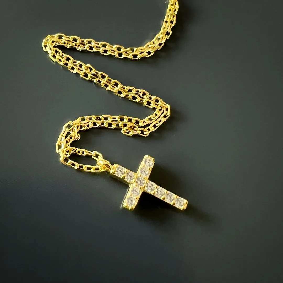 Dainty Diamond Cross Necklace