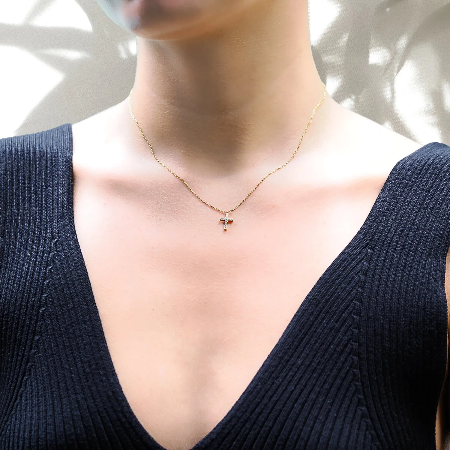 Dainty Diamond Cross Necklace