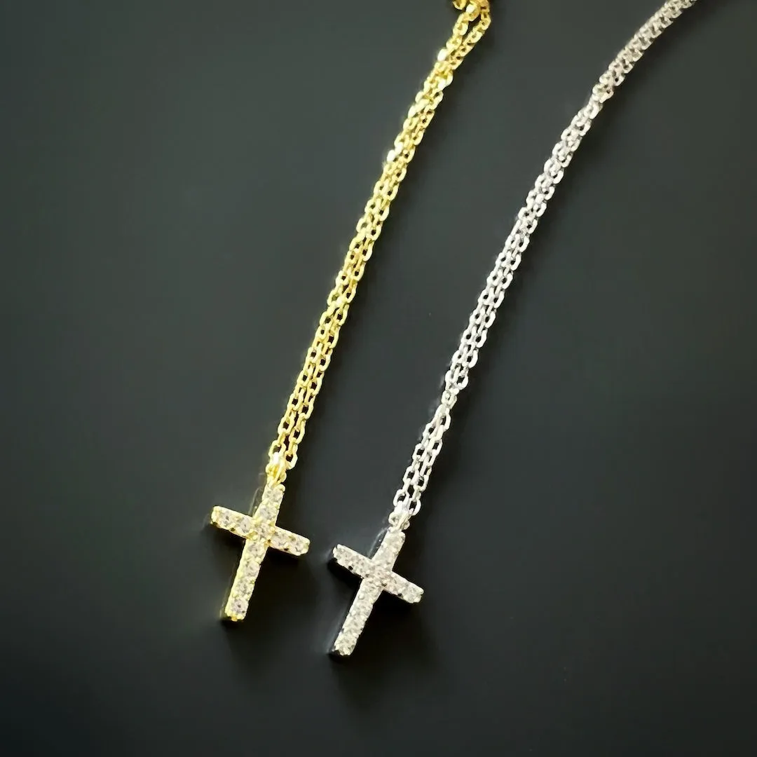 Dainty Diamond Cross Necklace