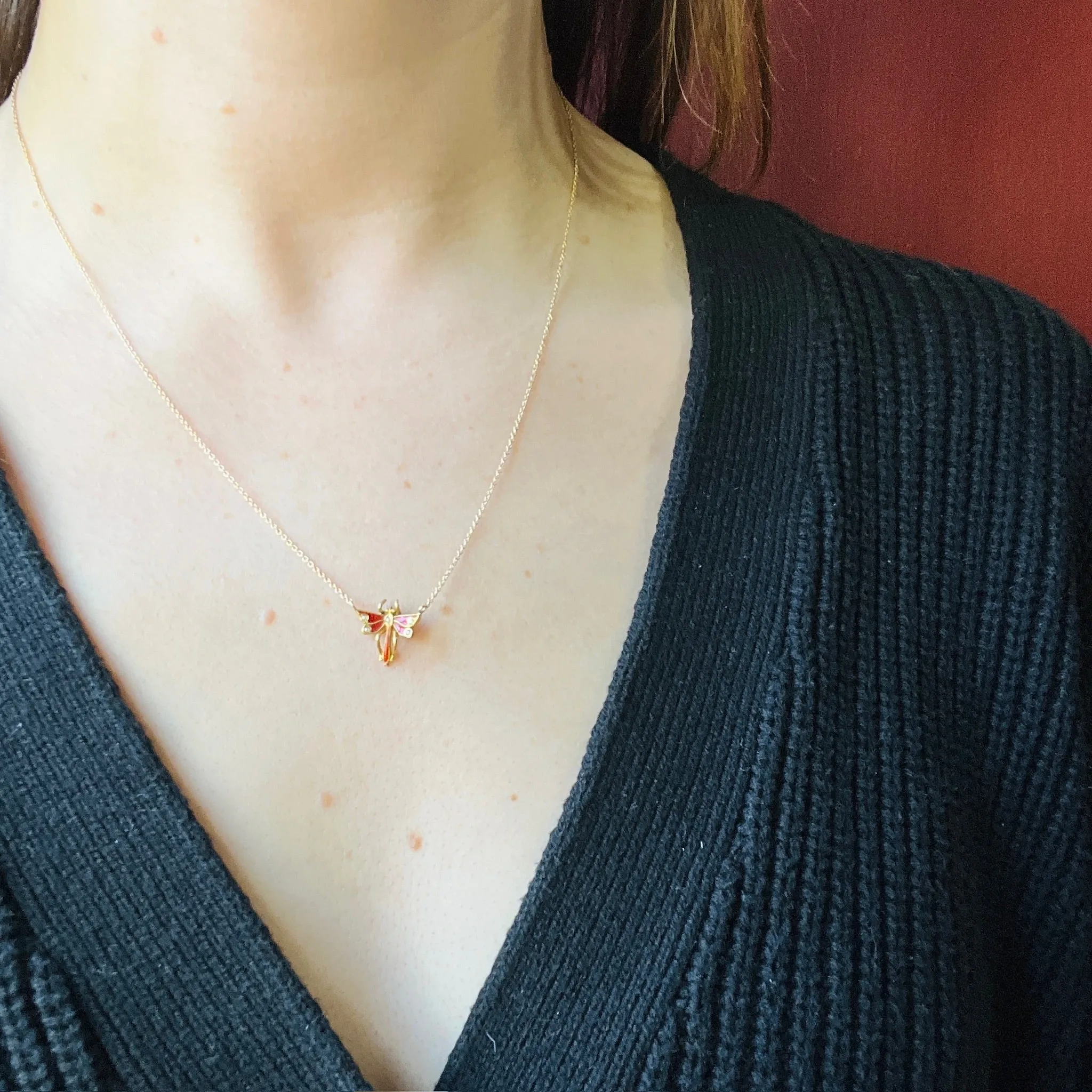 Delicate Enamel Damselfly Necklace