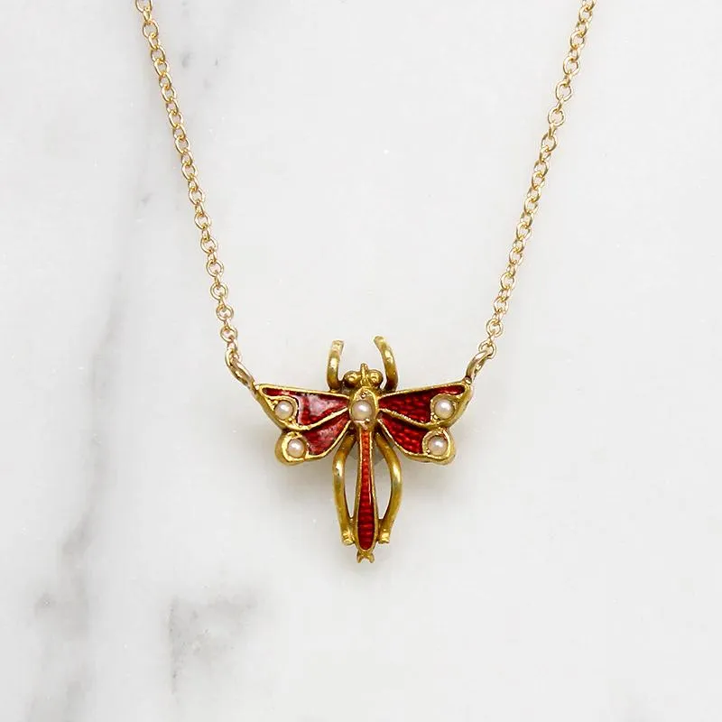 Delicate Enamel Damselfly Necklace